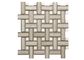 Natural Stone Basket Weave Tile , Polished White Grey Stone Mosaic Tiles